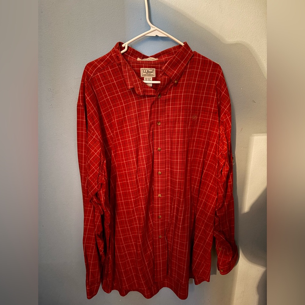 L.L. Bean Men's Red Checkered Button Down Shirt